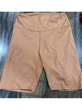 Zenana Outfitters Shimmery Blush High-Waist Bike Shorts